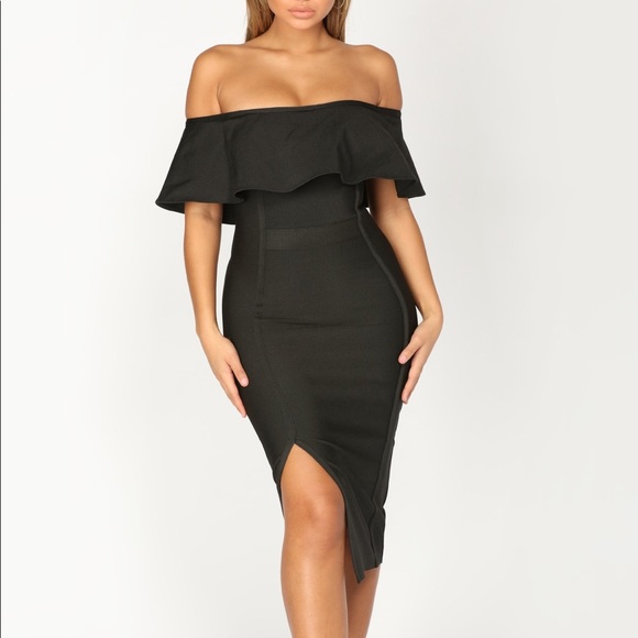 Off the Shoulder Bodycon Bandage Dress - Picture 1 of 3